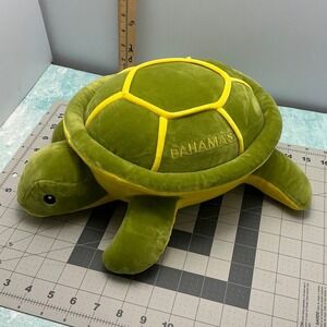 Plush Turtle Stuffed Animal Bahamas Souvenir Green Yellow Soft Toy